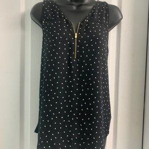 Express - Black Patterned Tank Top Zipper Detail - S